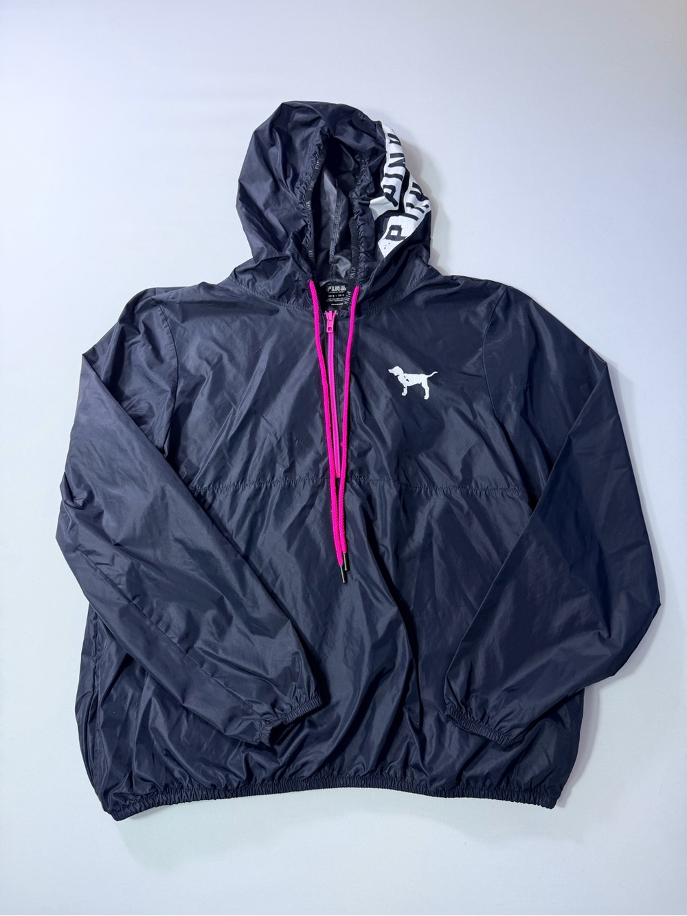 VICTORIA’S SECRET PINK Womens 1/4 Zip Hooded Windbreaker Raincoat Sz XS - S